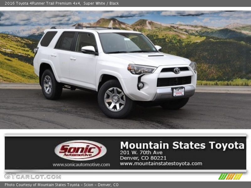 Super White / Black 2016 Toyota 4Runner Trail Premium 4x4