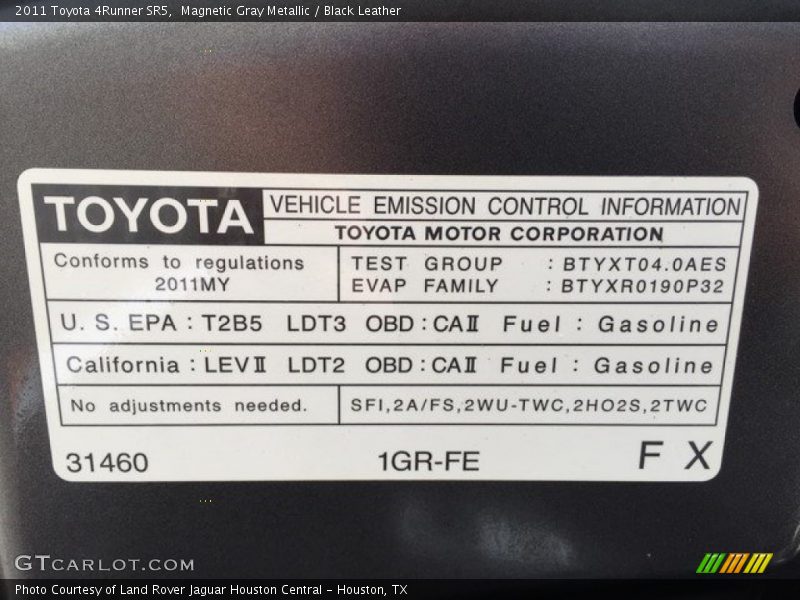 Magnetic Gray Metallic / Black Leather 2011 Toyota 4Runner SR5