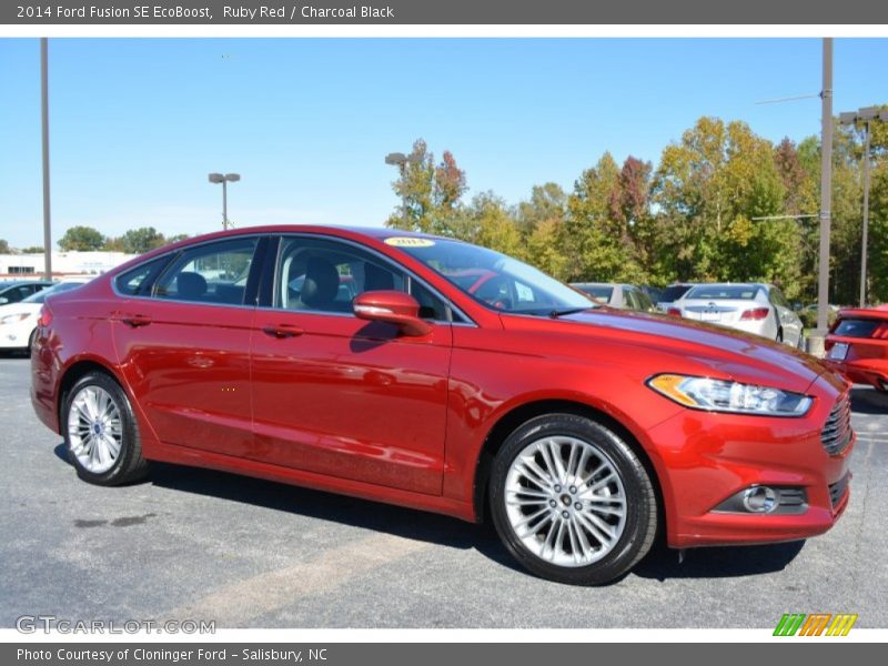 Ruby Red / Charcoal Black 2014 Ford Fusion SE EcoBoost