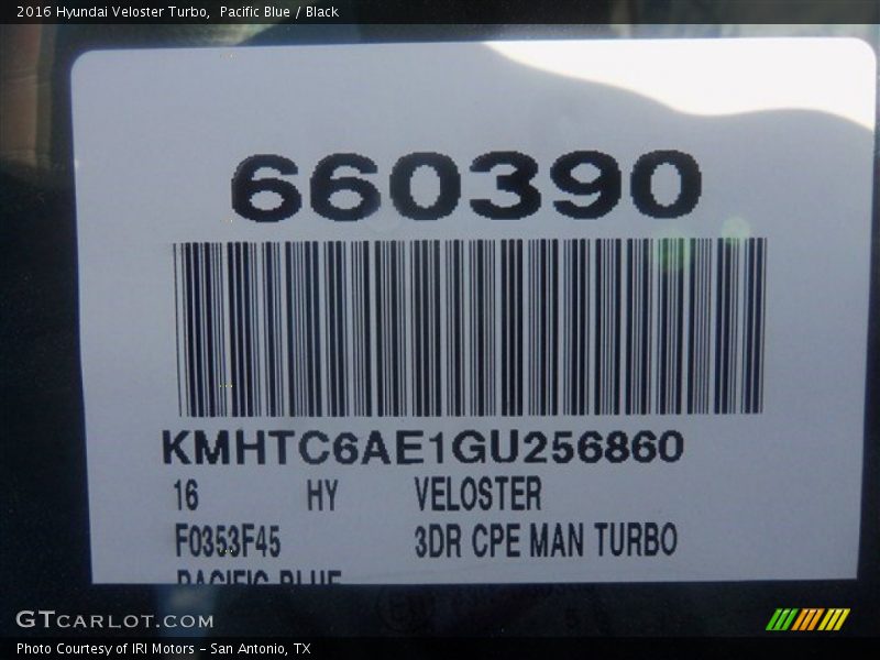 Pacific Blue / Black 2016 Hyundai Veloster Turbo