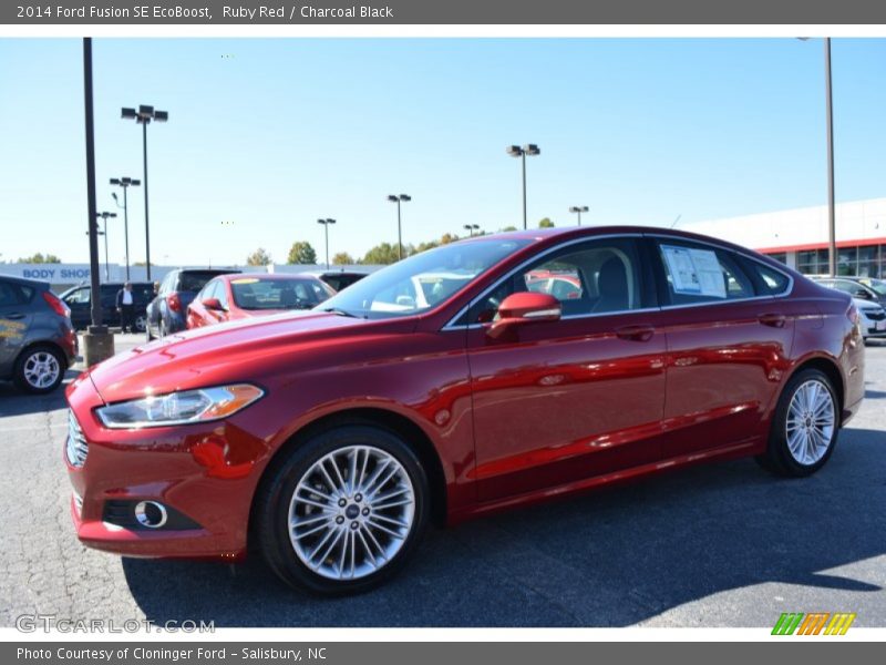 Ruby Red / Charcoal Black 2014 Ford Fusion SE EcoBoost