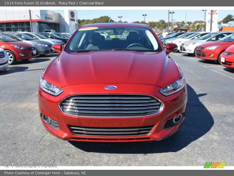 Ruby Red / Charcoal Black 2014 Ford Fusion SE EcoBoost