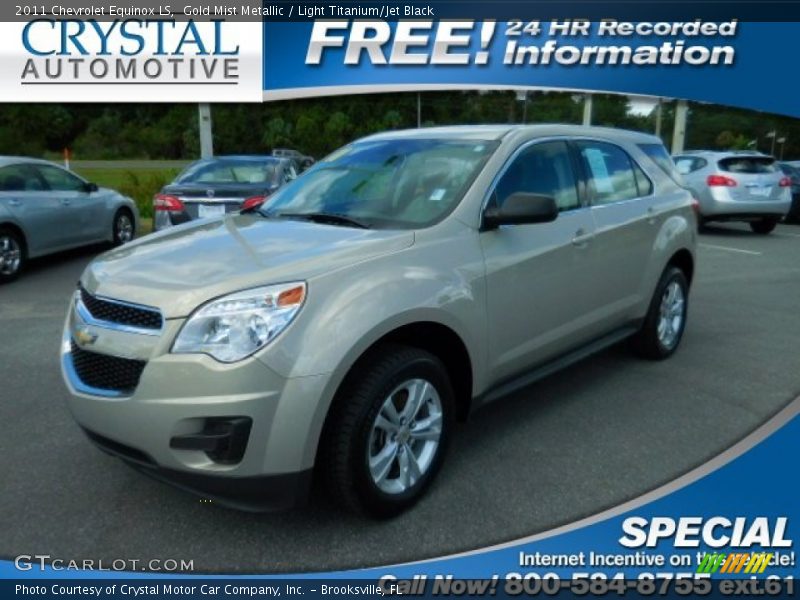 Gold Mist Metallic / Light Titanium/Jet Black 2011 Chevrolet Equinox LS