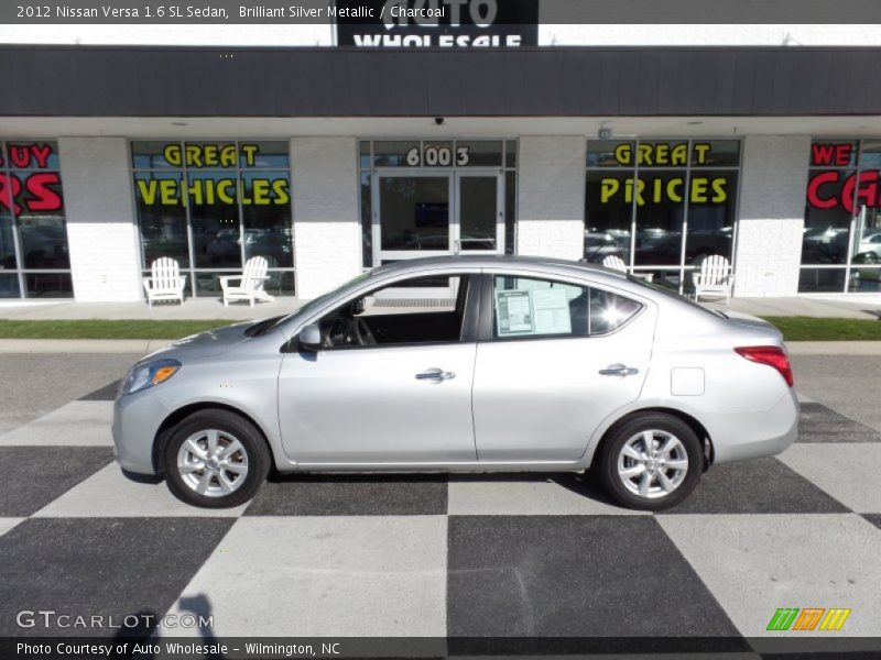 Brilliant Silver Metallic / Charcoal 2012 Nissan Versa 1.6 SL Sedan