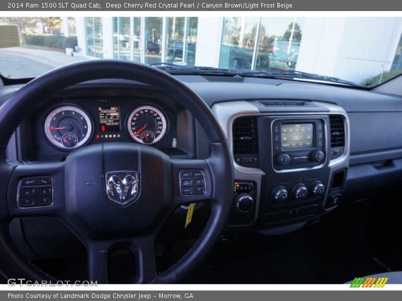 Deep Cherry Red Crystal Pearl / Canyon Brown/Light Frost Beige 2014 Ram 1500 SLT Quad Cab