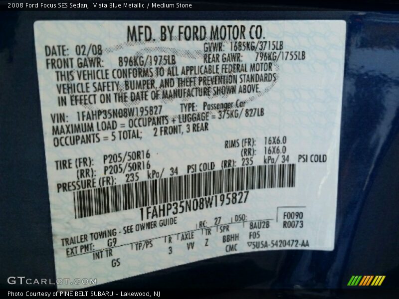 Vista Blue Metallic / Medium Stone 2008 Ford Focus SES Sedan