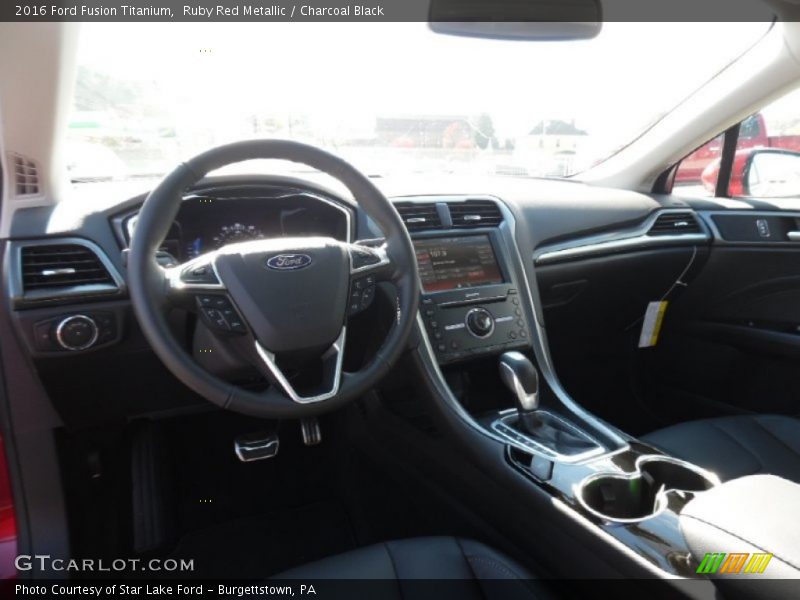 Ruby Red Metallic / Charcoal Black 2016 Ford Fusion Titanium