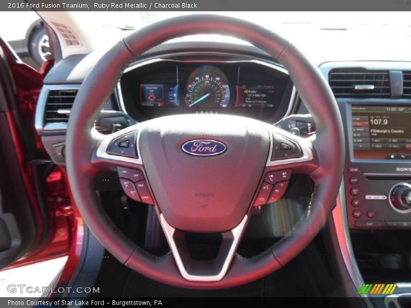 Ruby Red Metallic / Charcoal Black 2016 Ford Fusion Titanium