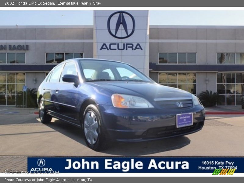 Eternal Blue Pearl / Gray 2002 Honda Civic EX Sedan