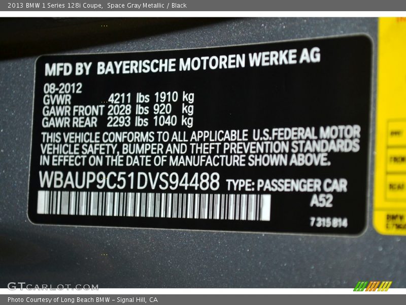 A52 - 2013 BMW 1 Series 128i Coupe
