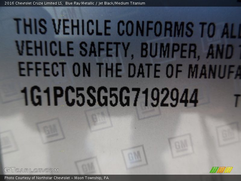 Blue Ray Metallic / Jet Black/Medium Titanium 2016 Chevrolet Cruze Limited LS