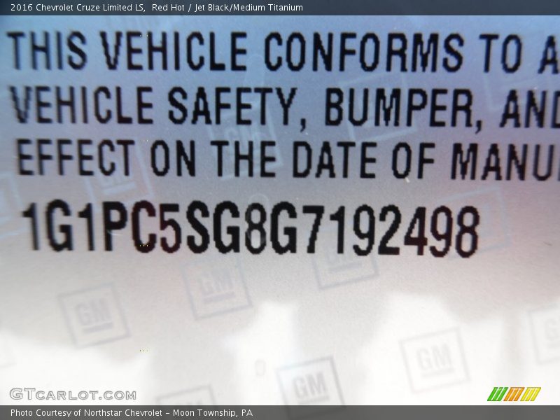 Red Hot / Jet Black/Medium Titanium 2016 Chevrolet Cruze Limited LS