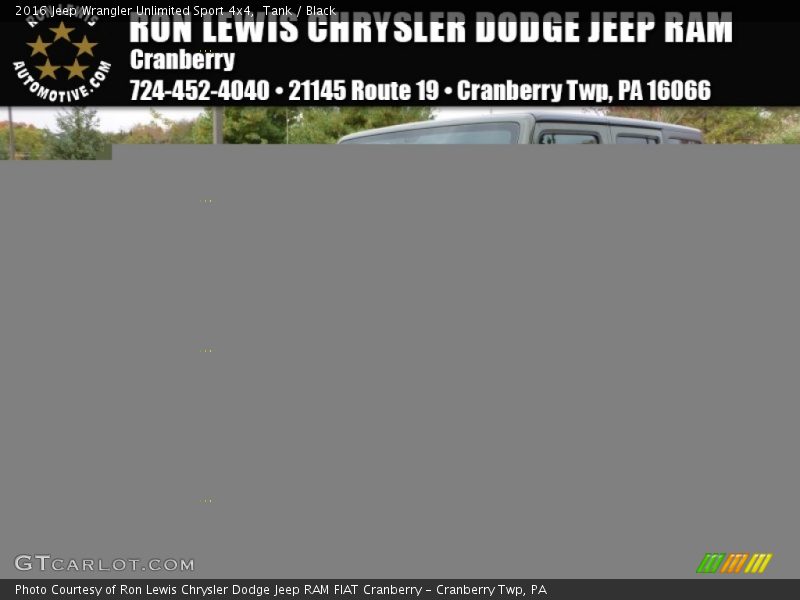 Tank / Black 2016 Jeep Wrangler Unlimited Sport 4x4