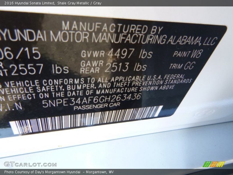 Shale Gray Metallic / Gray 2016 Hyundai Sonata Limited
