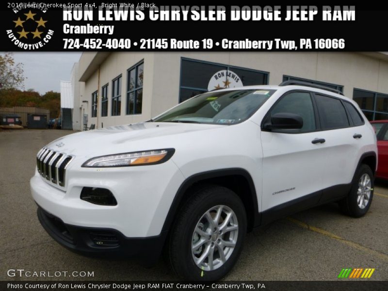 Bright White / Black 2016 Jeep Cherokee Sport 4x4
