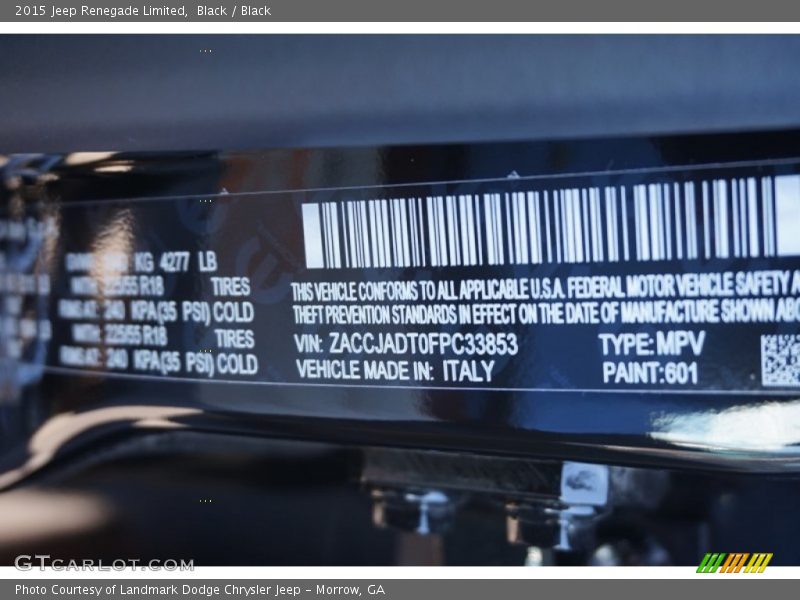Black / Black 2015 Jeep Renegade Limited