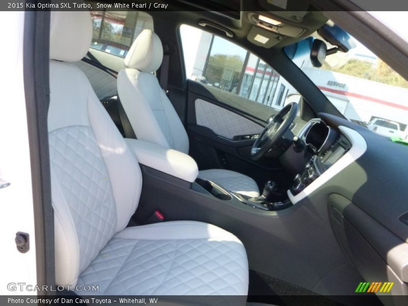 Snow White Pearl / Gray 2015 Kia Optima SXL Turbo