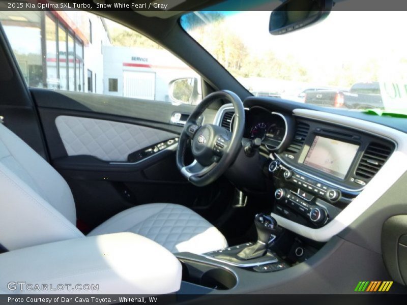 Snow White Pearl / Gray 2015 Kia Optima SXL Turbo