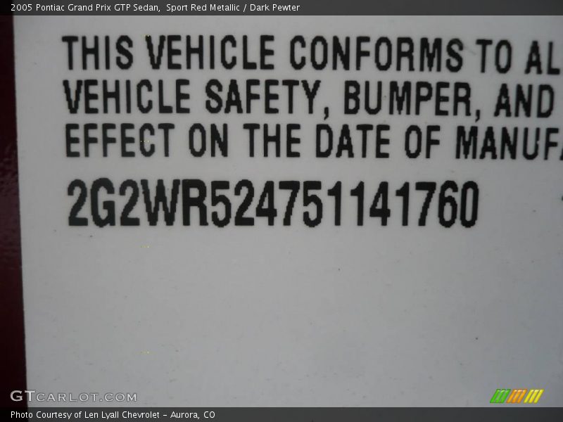 Sport Red Metallic / Dark Pewter 2005 Pontiac Grand Prix GTP Sedan