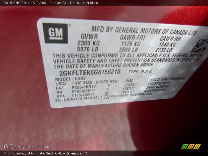 Crimson Red Tintcoat / Jet Black 2016 GMC Terrain SLE AWD