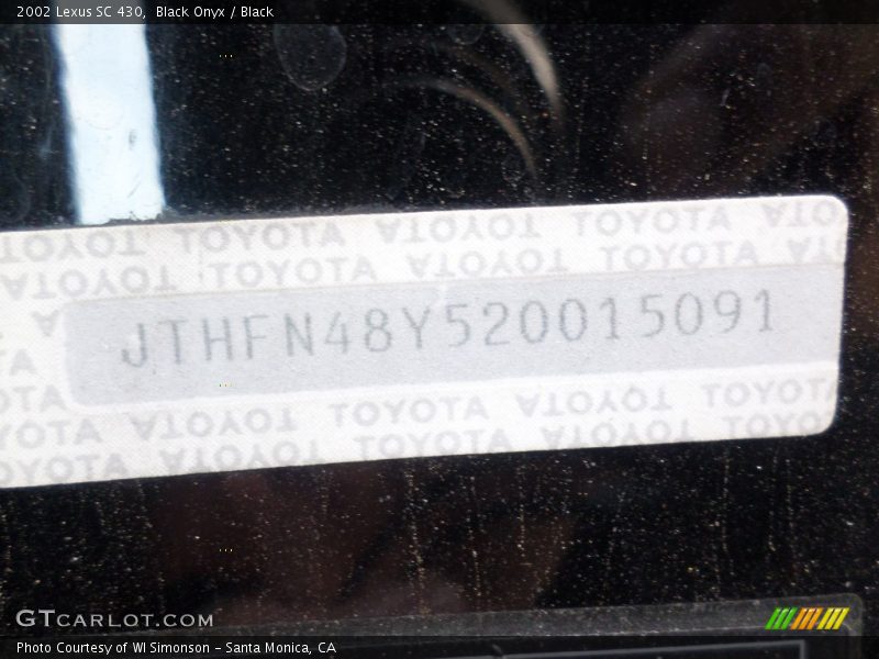 Black Onyx / Black 2002 Lexus SC 430
