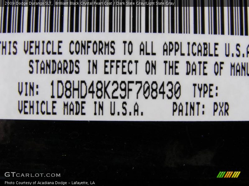 Brilliant Black Crystal Pearl Coat / Dark Slate Gray/Light Slate Gray 2009 Dodge Durango SLT