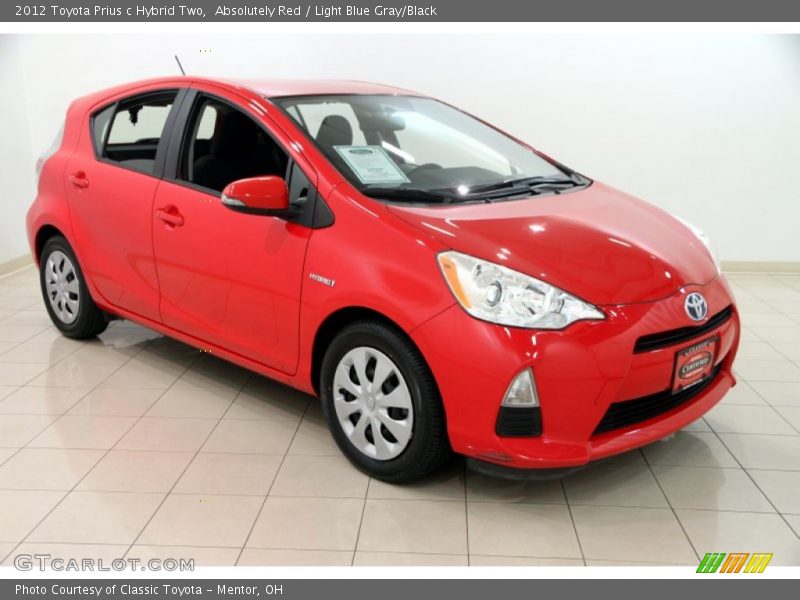 Absolutely Red / Light Blue Gray/Black 2012 Toyota Prius c Hybrid Two
