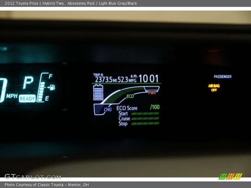 Absolutely Red / Light Blue Gray/Black 2012 Toyota Prius c Hybrid Two