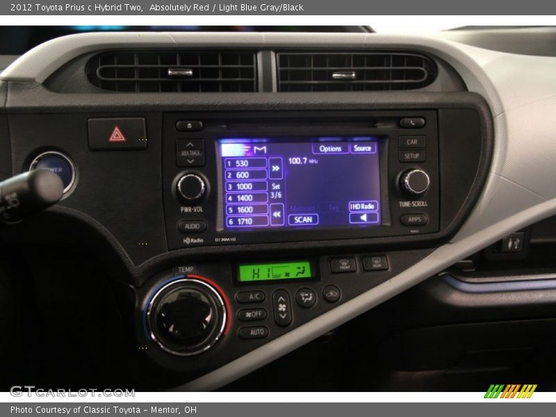 Absolutely Red / Light Blue Gray/Black 2012 Toyota Prius c Hybrid Two