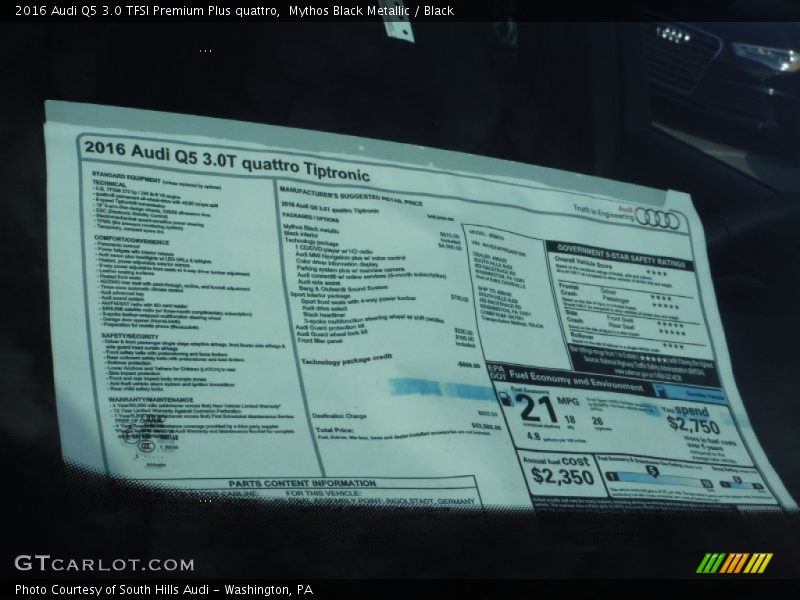 Mythos Black Metallic / Black 2016 Audi Q5 3.0 TFSI Premium Plus quattro
