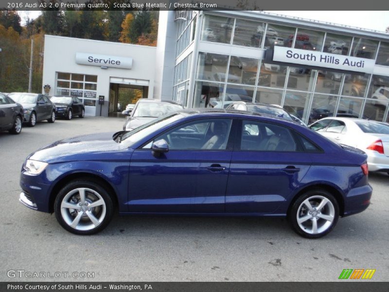 Scuba Blue Metallic / Chestnut Brown 2016 Audi A3 2.0 Premium quattro