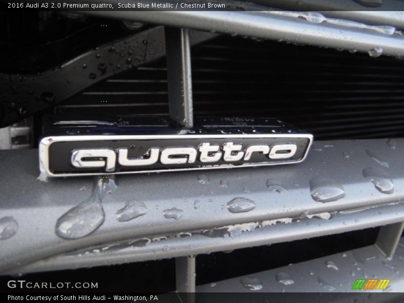 Scuba Blue Metallic / Chestnut Brown 2016 Audi A3 2.0 Premium quattro