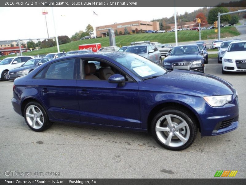 Scuba Blue Metallic / Chestnut Brown 2016 Audi A3 2.0 Premium quattro