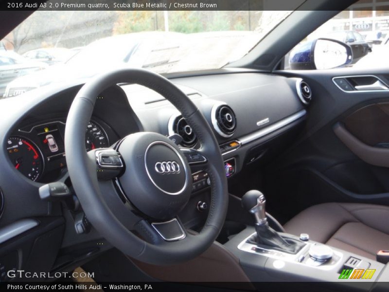 Scuba Blue Metallic / Chestnut Brown 2016 Audi A3 2.0 Premium quattro