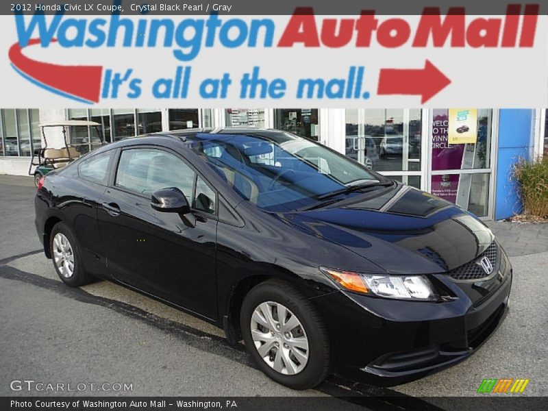 Crystal Black Pearl / Gray 2012 Honda Civic LX Coupe