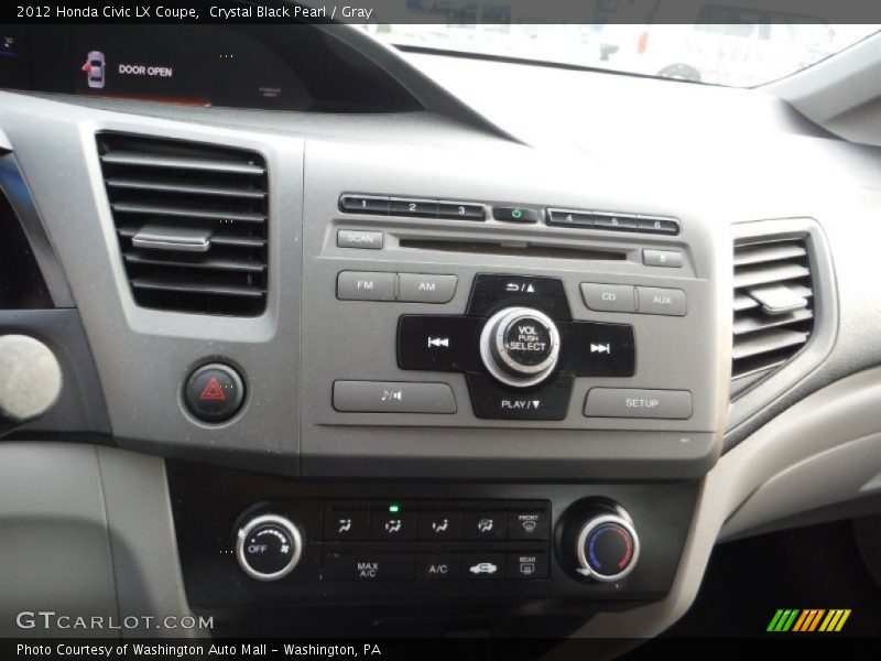 Crystal Black Pearl / Gray 2012 Honda Civic LX Coupe
