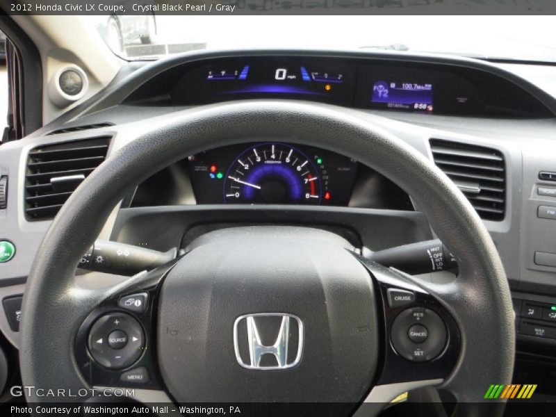 Crystal Black Pearl / Gray 2012 Honda Civic LX Coupe
