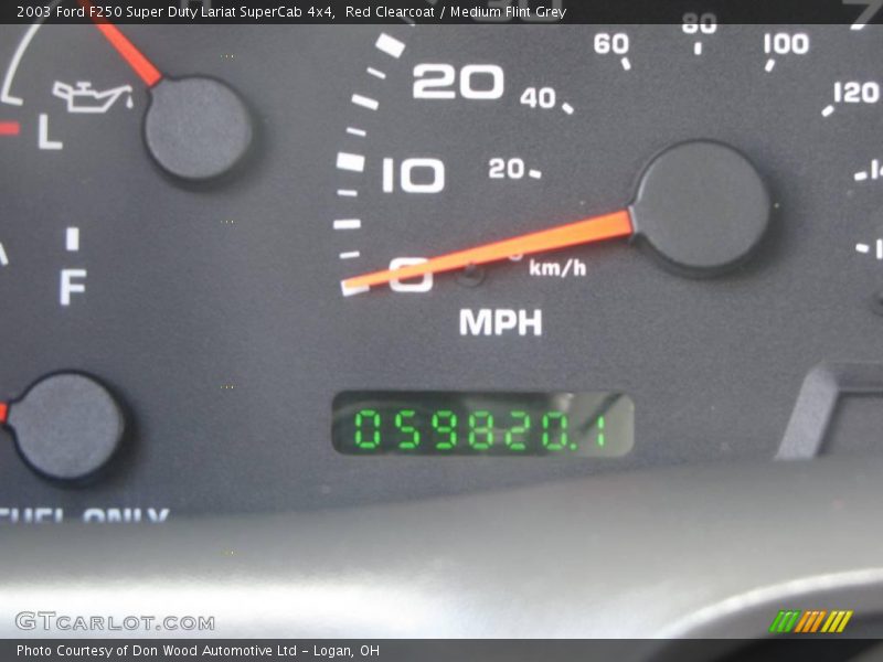 Red Clearcoat / Medium Flint Grey 2003 Ford F250 Super Duty Lariat SuperCab 4x4