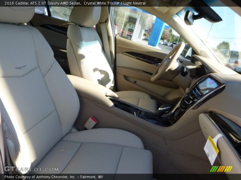 Crystal White Tricoat / Light Neutral 2016 Cadillac ATS 2.0T Luxury AWD Sedan