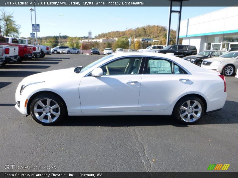 Crystal White Tricoat / Light Neutral 2016 Cadillac ATS 2.0T Luxury AWD Sedan