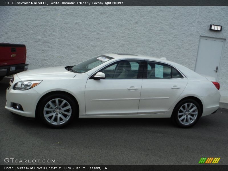 White Diamond Tricoat / Cocoa/Light Neutral 2013 Chevrolet Malibu LT