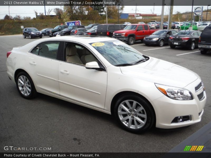 White Diamond Tricoat / Cocoa/Light Neutral 2013 Chevrolet Malibu LT