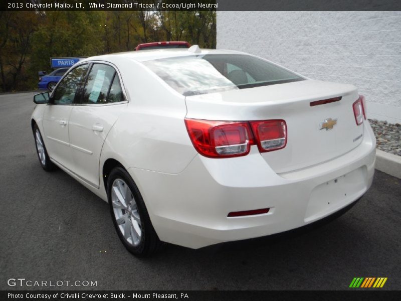 White Diamond Tricoat / Cocoa/Light Neutral 2013 Chevrolet Malibu LT