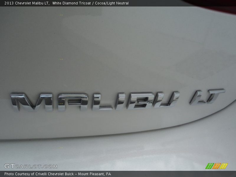 White Diamond Tricoat / Cocoa/Light Neutral 2013 Chevrolet Malibu LT