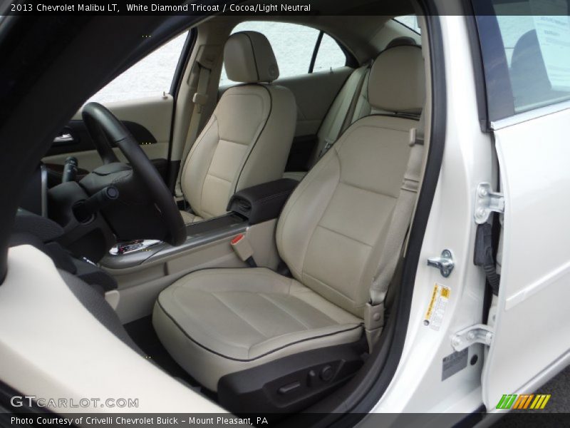 White Diamond Tricoat / Cocoa/Light Neutral 2013 Chevrolet Malibu LT