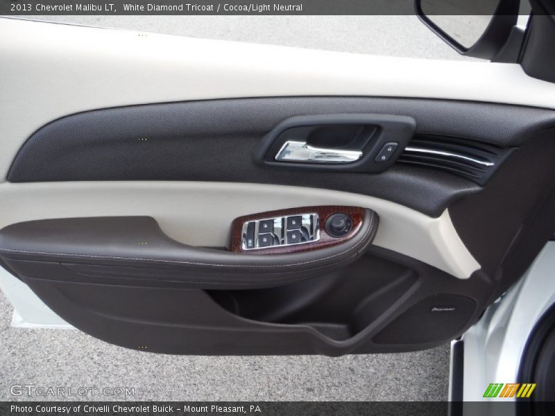 White Diamond Tricoat / Cocoa/Light Neutral 2013 Chevrolet Malibu LT