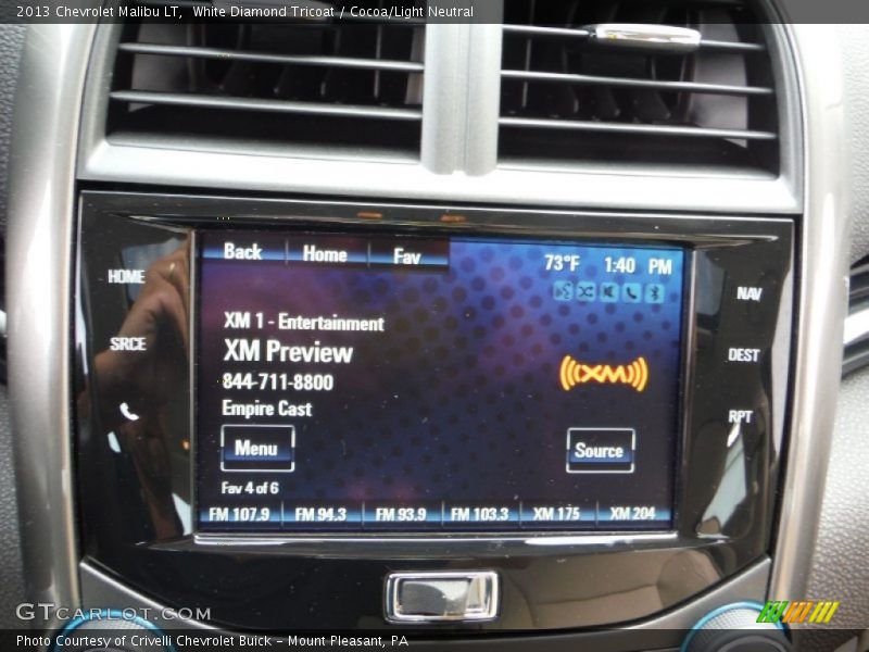 White Diamond Tricoat / Cocoa/Light Neutral 2013 Chevrolet Malibu LT