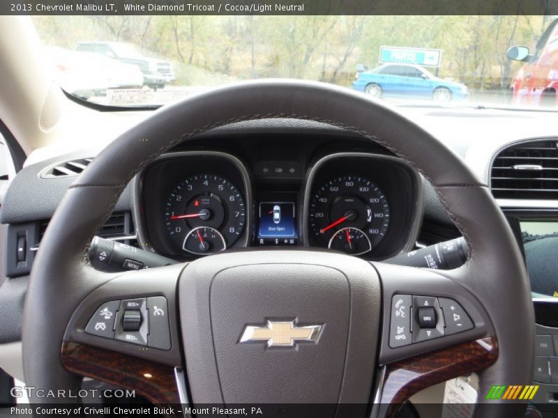 White Diamond Tricoat / Cocoa/Light Neutral 2013 Chevrolet Malibu LT
