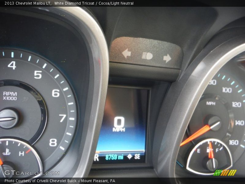 White Diamond Tricoat / Cocoa/Light Neutral 2013 Chevrolet Malibu LT