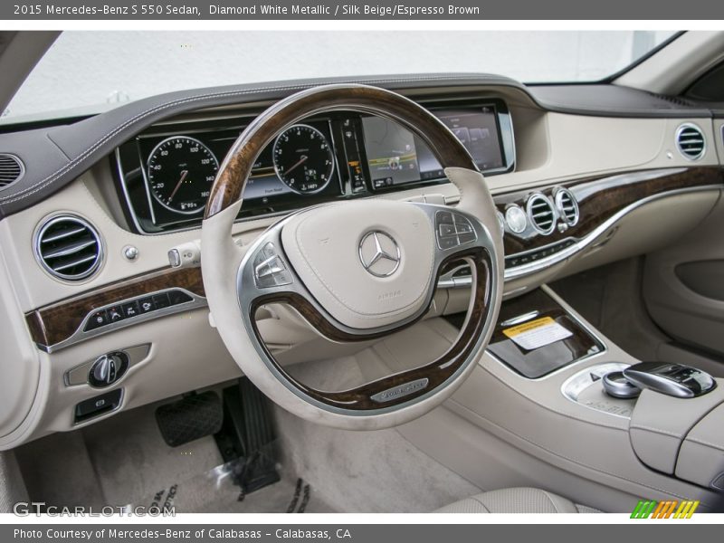 Diamond White Metallic / Silk Beige/Espresso Brown 2015 Mercedes-Benz S 550 Sedan